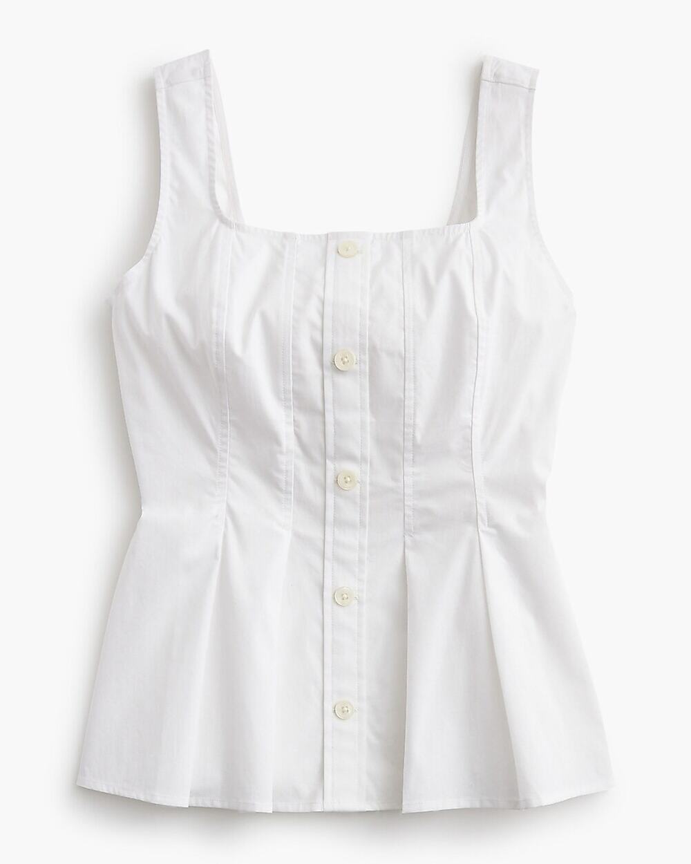 NWT J.Crew Factory Sleeveless Button-Up Pleated Peplum Tank Top White Size 4